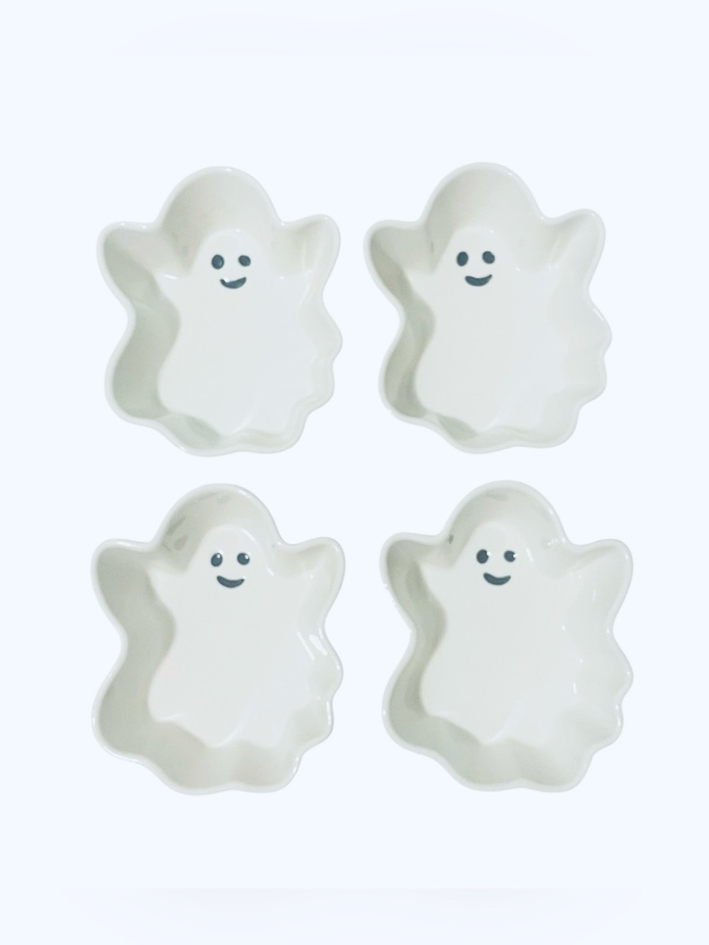 Halloween 4pk Ceramic White Figural Ghost Appetizer Bowls